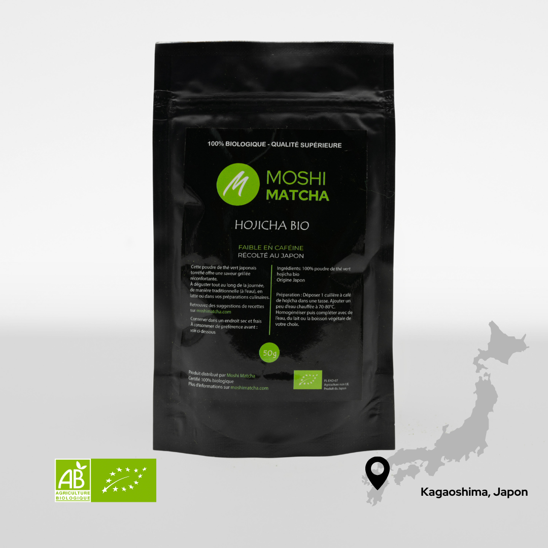 hojicha alternative au café faible en caféine Moshi Days meilleures offres matcha bio anniversaire moshi matcha black friday