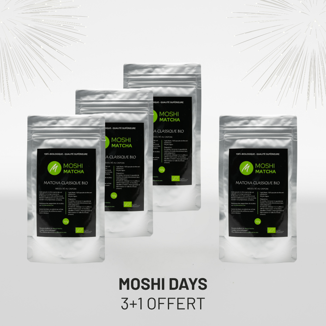 matcha classique meilleur matcha latte parfait meilleur matcha culinaire Moshi Days meilleures offres matcha bio anniversaire Moshi Matcha Black Friday