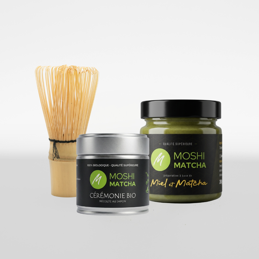 Bundle Le Rituel Complet : kit matcha cérémonie bio, fouet en bambou et miel au matcha